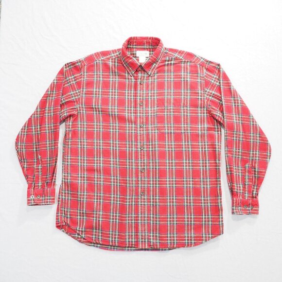 L.L. Bean Other - LL Bean Flannel Shirt Mens Large Red Plaid Check Heavyweight Outdoor Lumberjack